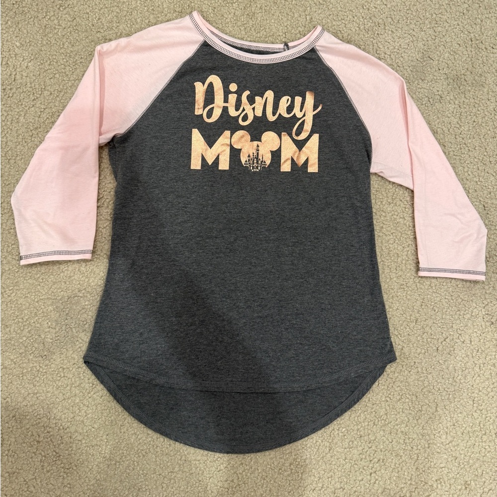 Disney Pink and Gray Long Sleeve Raglan Tee